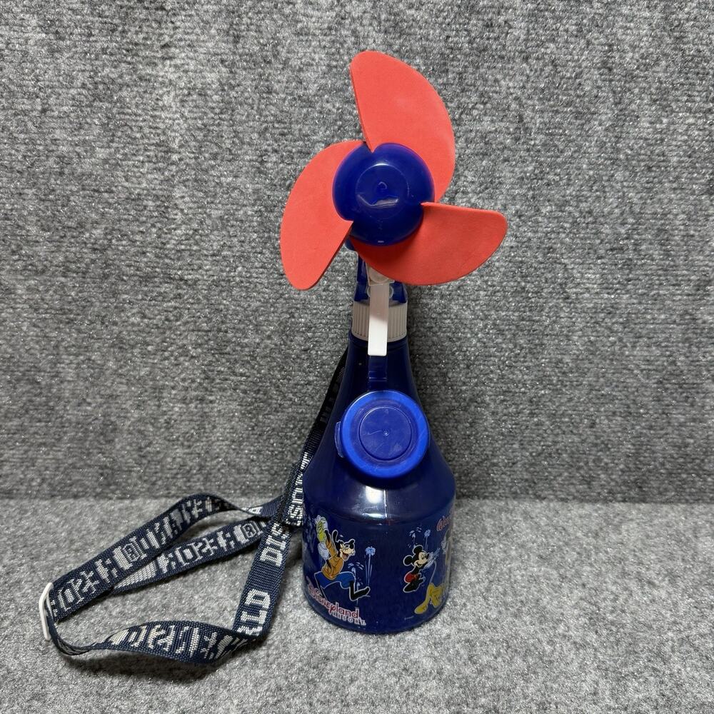 Disney Water Bottle Misting Water Fan Vintage - With Cary Strap - Tested Working